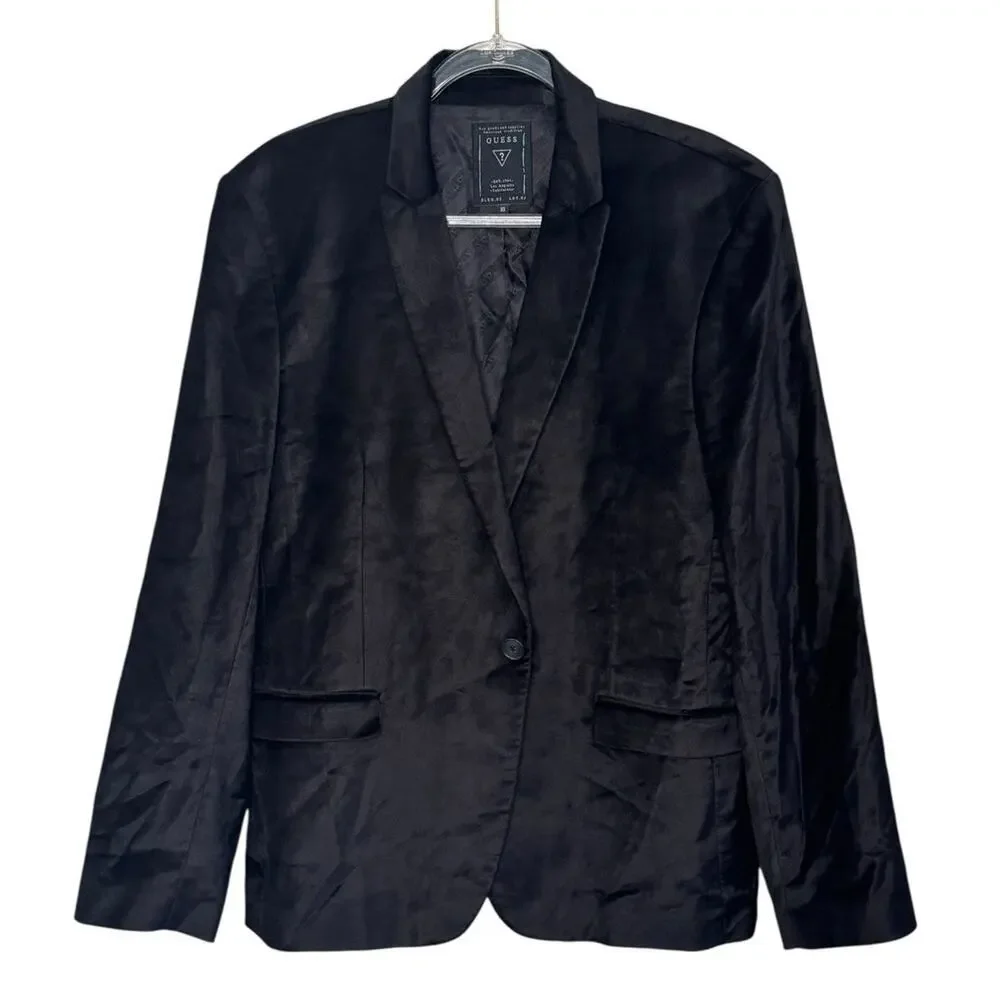 GUESS Fulham Black Velvet Knit Blazer Business Jacket Men’s Size XL - Picture 2 of 11